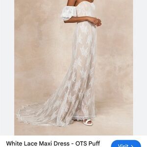 Lulu's Off-Shoulder White Lace Maxi Dress